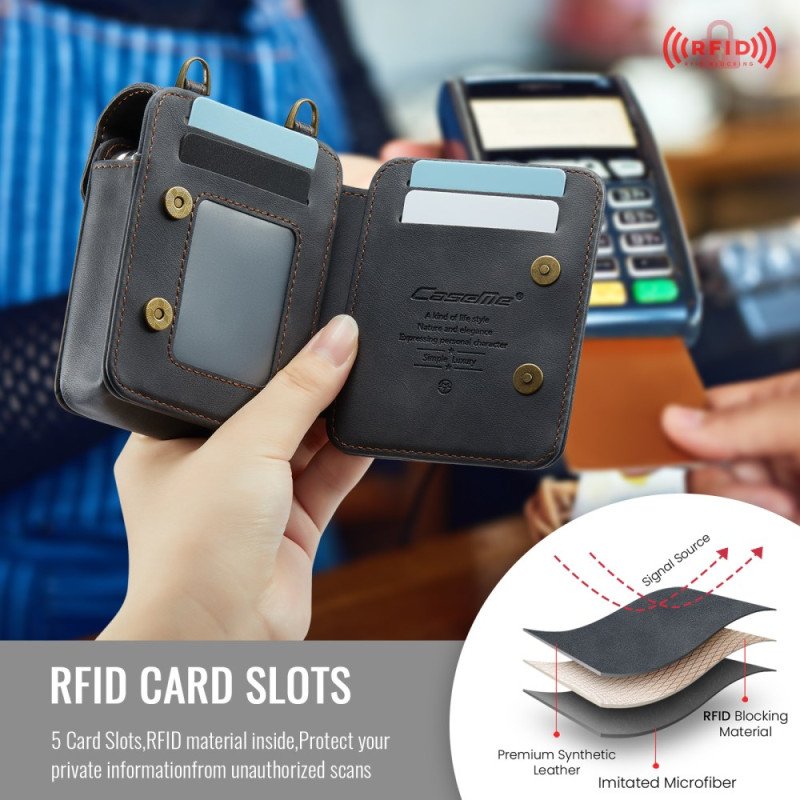 Fodral Samsung Galaxy Z Flip 7 Fe Väska Med Rfid-skydd Och Axelrem