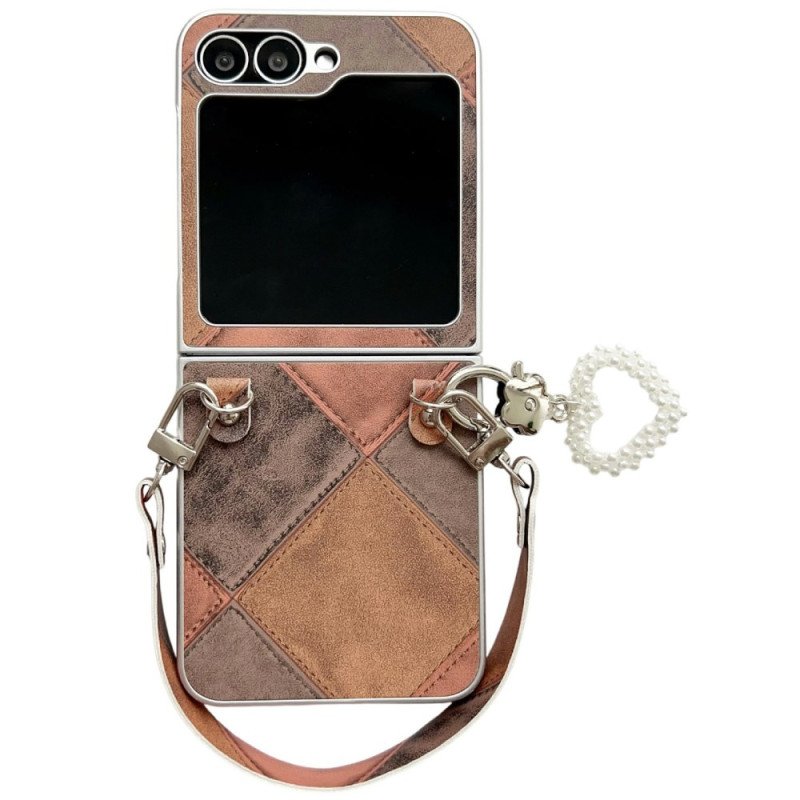 Skal För Samsung Galaxy Z Flip 7 Fe Diamantmönster Med Rem