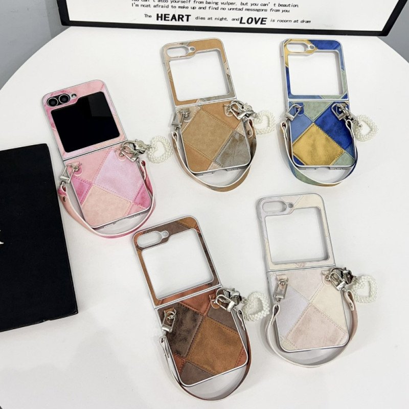 Skal För Samsung Galaxy Z Flip 7 Fe Diamantmönster Med Rem