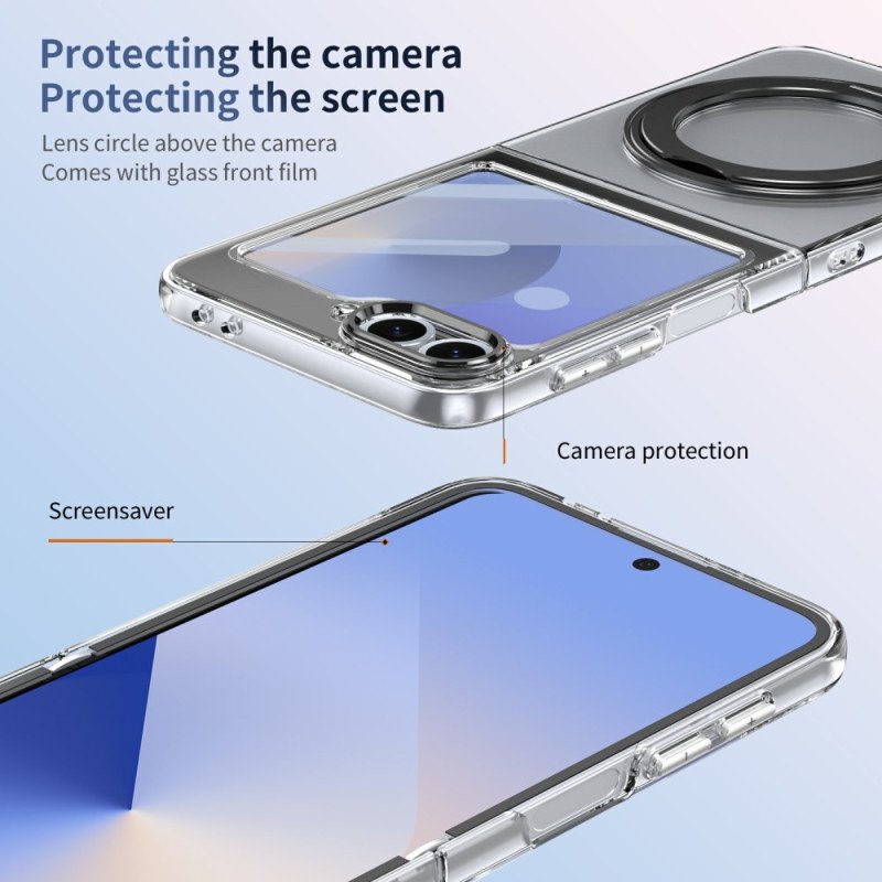 Skal För Samsung Galaxy Z Flip 7 Fe Magnetiskt Stativ Och Hd-skärmskydd