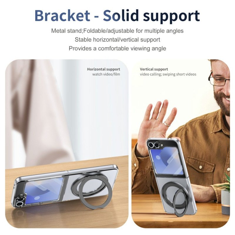 Skal För Samsung Galaxy Z Flip 7 Fe Magnetiskt Stativ Och Hd-skärmskydd