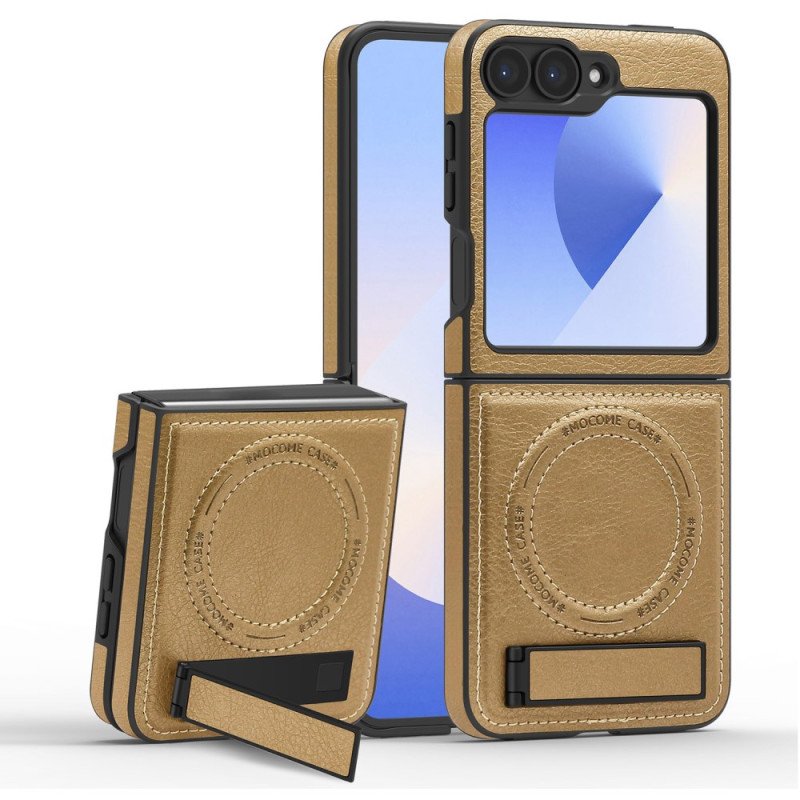 Skal För Samsung Galaxy Z Flip 7 Fe Magsafe-kompatibelt Stativ Med Lädereffekt