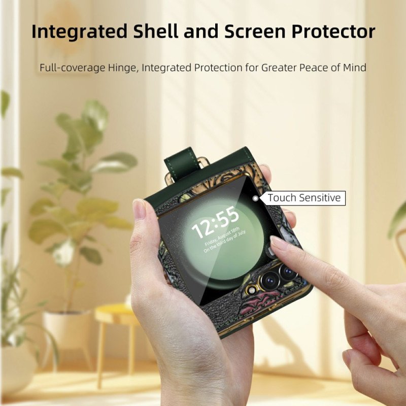 Skal Samsung Galaxy Z Flip 7 Fe Axelrem Med Blommönster