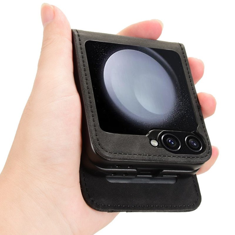 Skal Samsung Galaxy Z Flip 7 Fe Korthållare I Läderstil