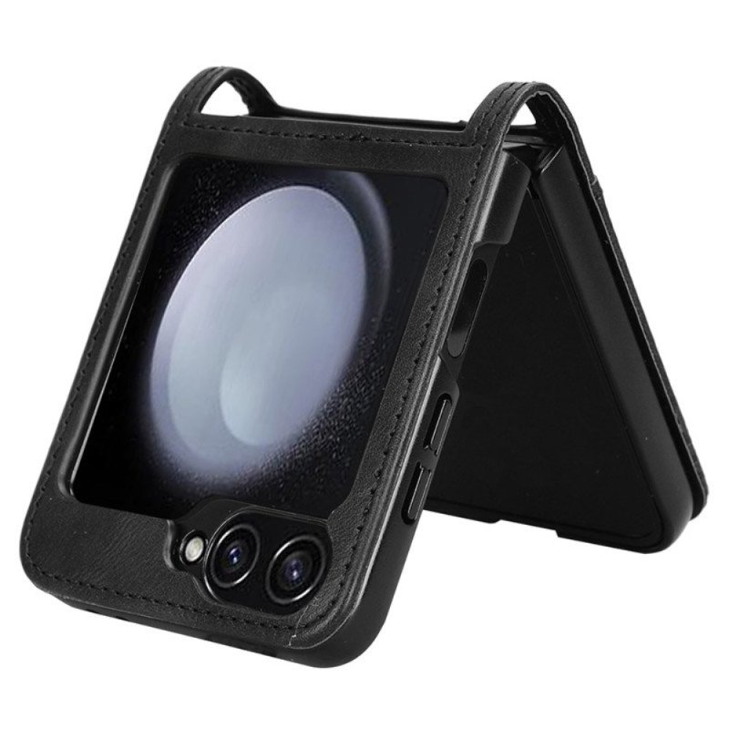 Skal Samsung Galaxy Z Flip 7 Fe Korthållare I Retro-läderstil