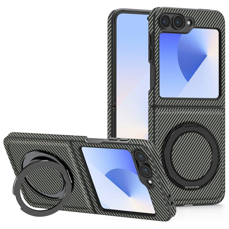 Skal Samsung Galaxy Z Flip 7 Fe Magnetisk Kolfiber Och Stativ