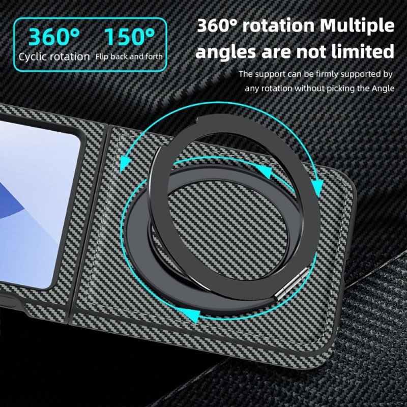 Skal Samsung Galaxy Z Flip 7 Fe Magnetisk Kolfiber Och Stativ