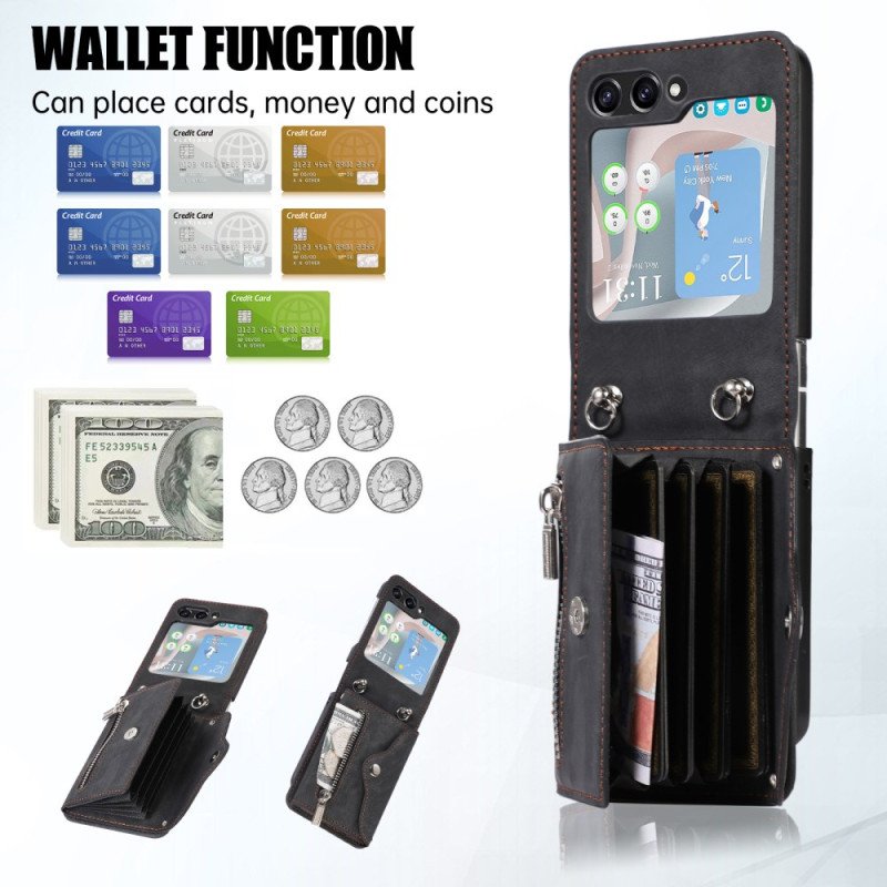 Skal Samsung Galaxy Z Flip 7 Fe Plånbok Och Axelrem