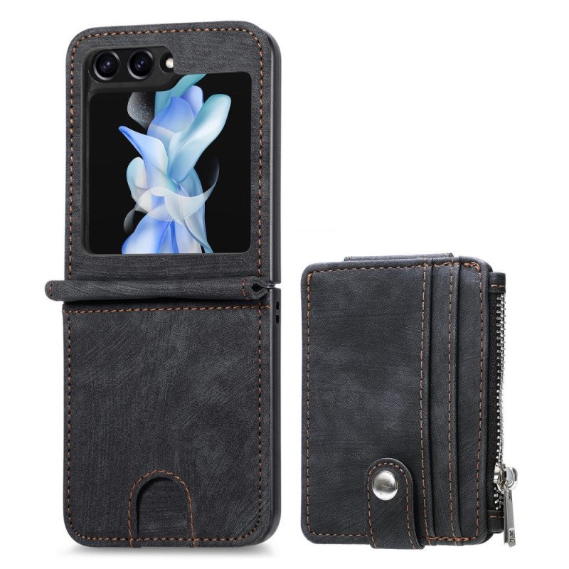 Skal Samsung Galaxy Z Flip 7 Fe Retrostativ Och Korthållare Med Dragkedja