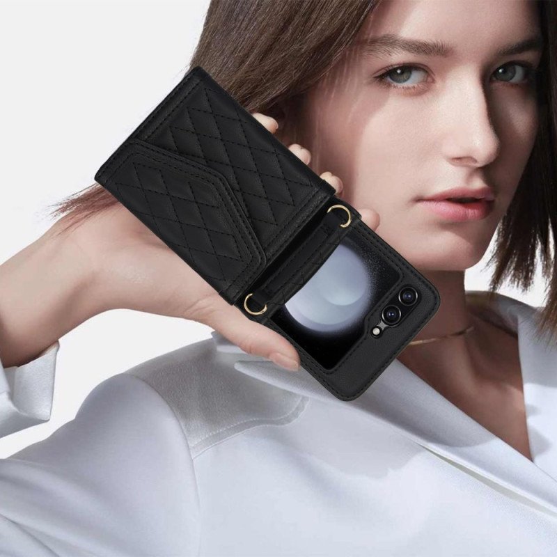Skal Samsung Galaxy Z Flip 7 Fe Telefonfodral Korthållare Axelrem Och Snodd
