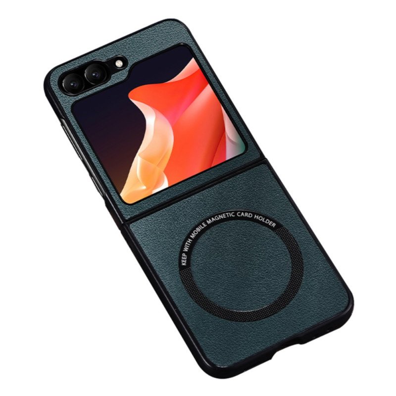 Skal Samsung Galaxy Z Flip 7 Fe Telefonfodral Lädereffekt Magsafe-kompatibel