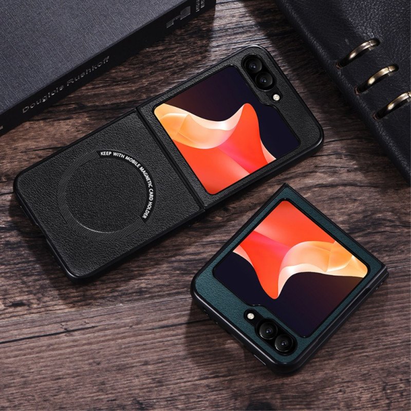 Skal Samsung Galaxy Z Flip 7 Fe Telefonfodral Lädereffekt Magsafe-kompatibel