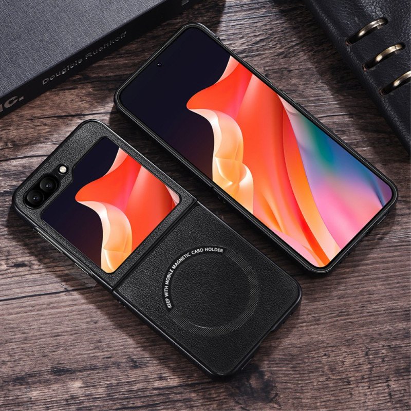 Skal Samsung Galaxy Z Flip 7 Fe Telefonfodral Lädereffekt Magsafe-kompatibel