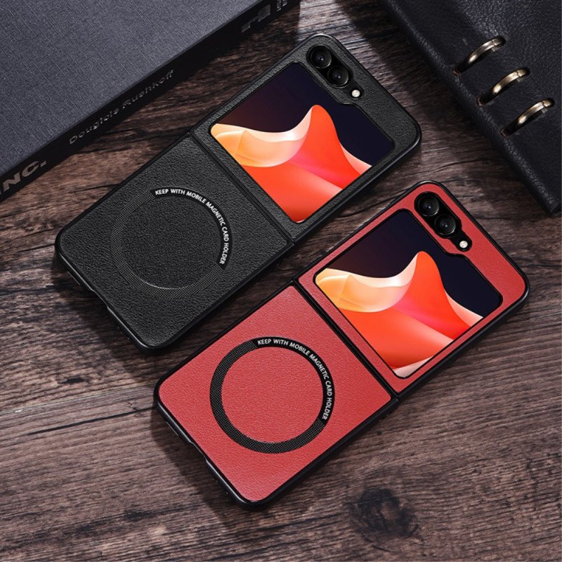 Skal Samsung Galaxy Z Flip 7 Fe Telefonfodral Lädereffekt Magsafe-kompatibel