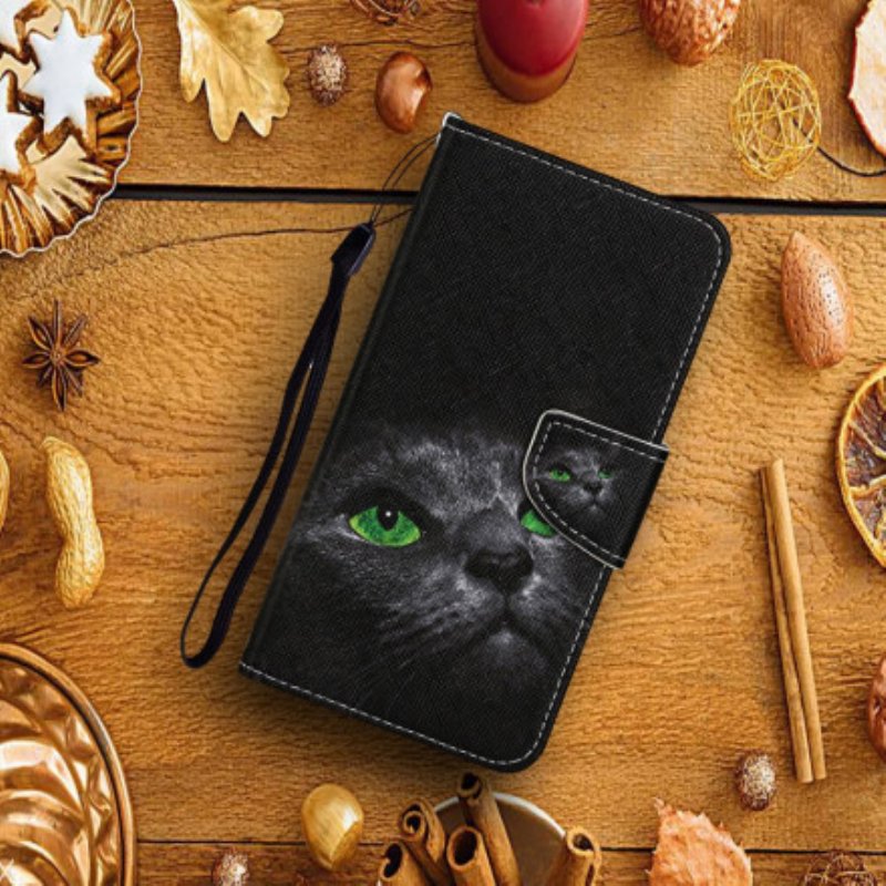 Fodral Xiaomi Mi 10T Lite Grönögd Katt Med Snodd