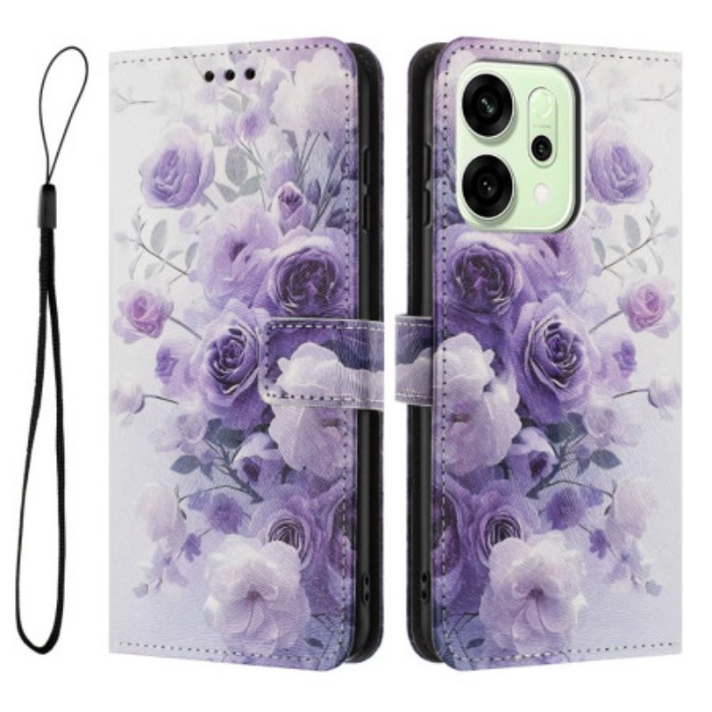 Fodral Oppo Reno 14f 5g Lila Blommor