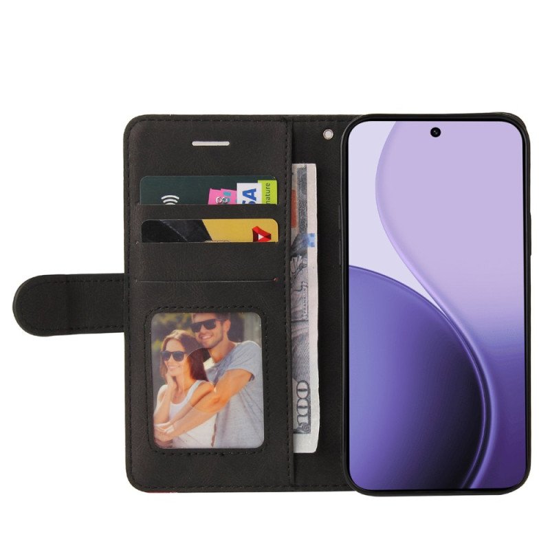 Läderfodral Oppo Reno 14f 5g Telefonfodral Tvåfärgad Vågig Linje