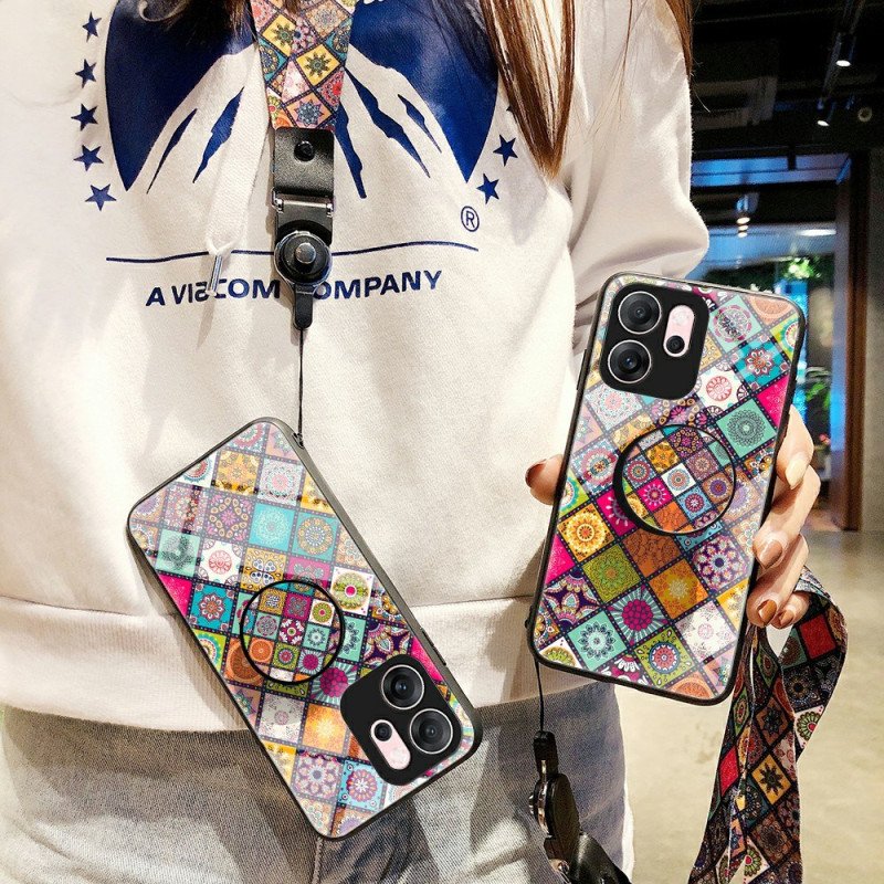 Skal För Oppo Reno 14f 5g Patchwork-stativ Och Snodd