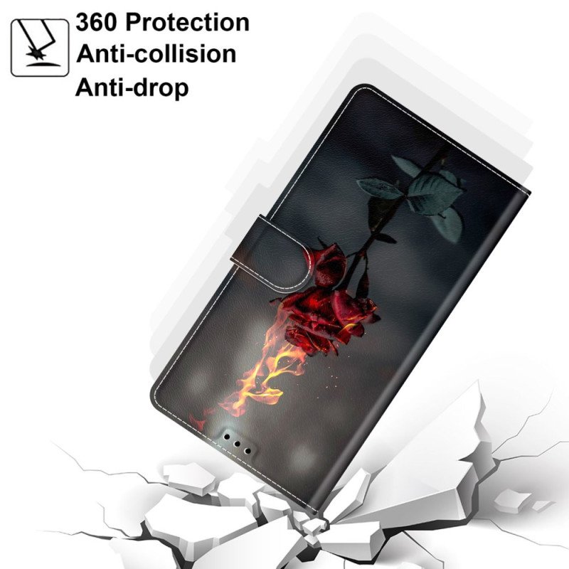 Skyddsfodral Samsung Galaxy S24 5g Eldrosa Med Rem