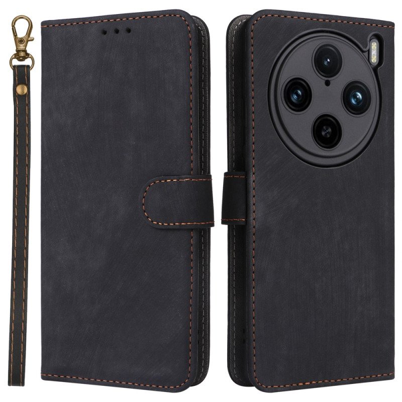 Fodral För Vivo X100 Pro Rem I Mockaeffekt