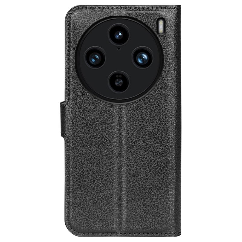 Läderskal Fodral Vivo X100 Pro Litchi Konstläder