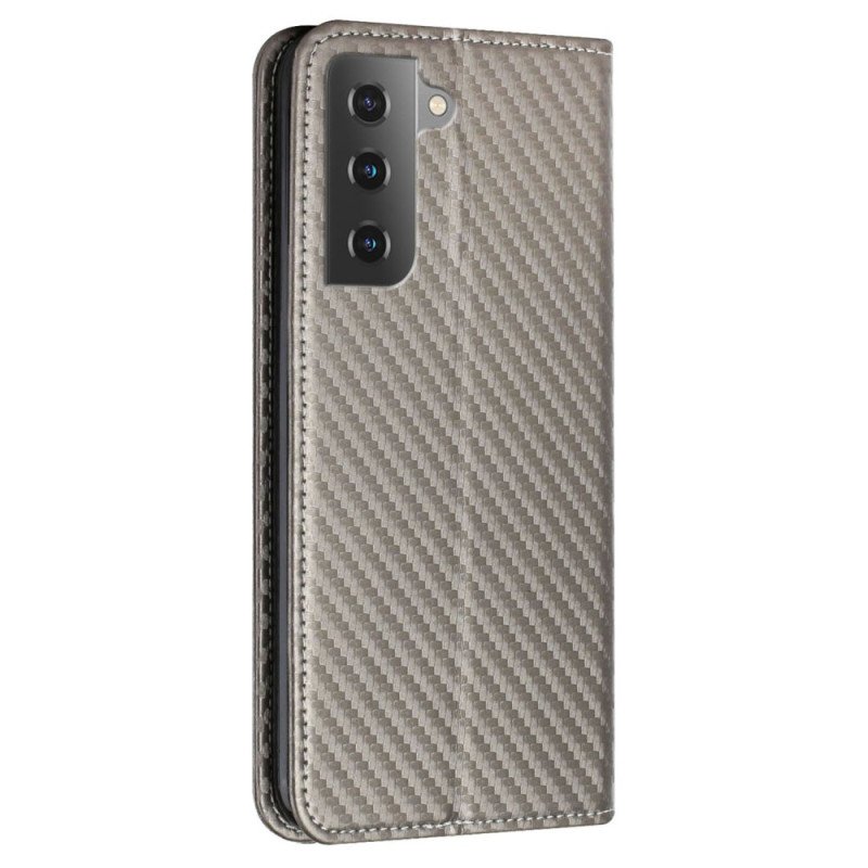 Folio-fodral Samsung Galaxy S23 5G Med Kedjar Läderfodral Strappy Carbon Fiber Style