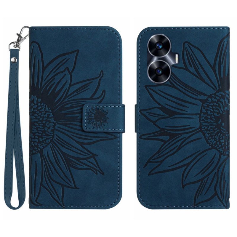 Fodral Realme C55 Solrosmönstrad Rem