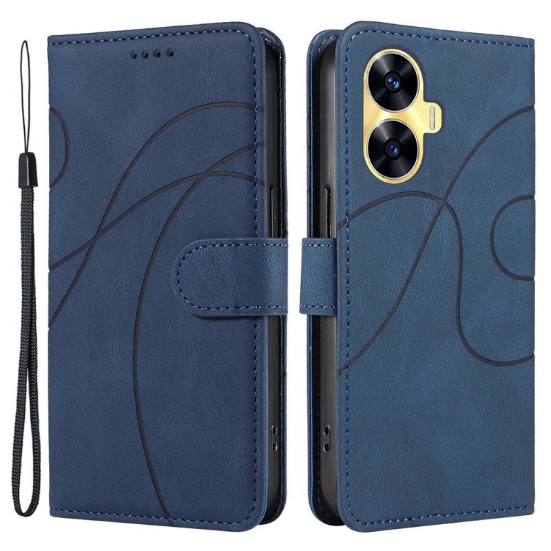 Fodral Realme C55 Vågiga Linjer Med Snodd