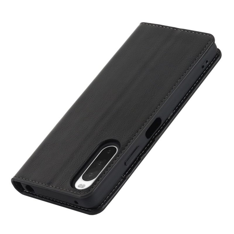 Folio-fodral Sony Xperia 10 IV Läderfodral Äkta Läder