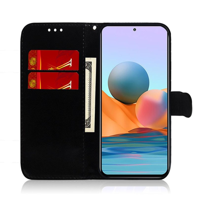Fodral Xiaomi Redmi 10C Imiterat Spegelläder Med Rem