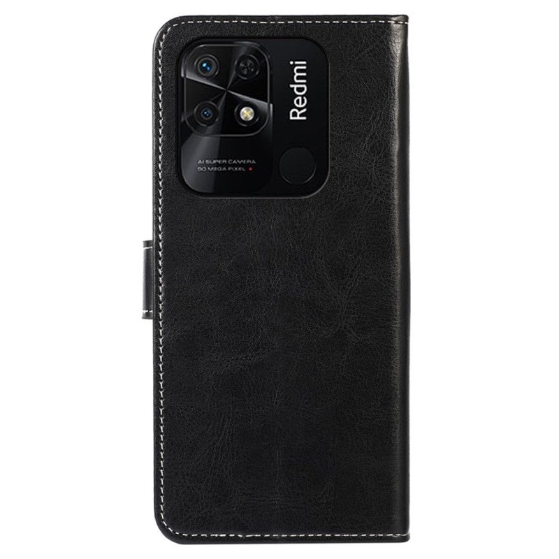 Folio-fodral Xiaomi Redmi 10C Couture Lädereffekt