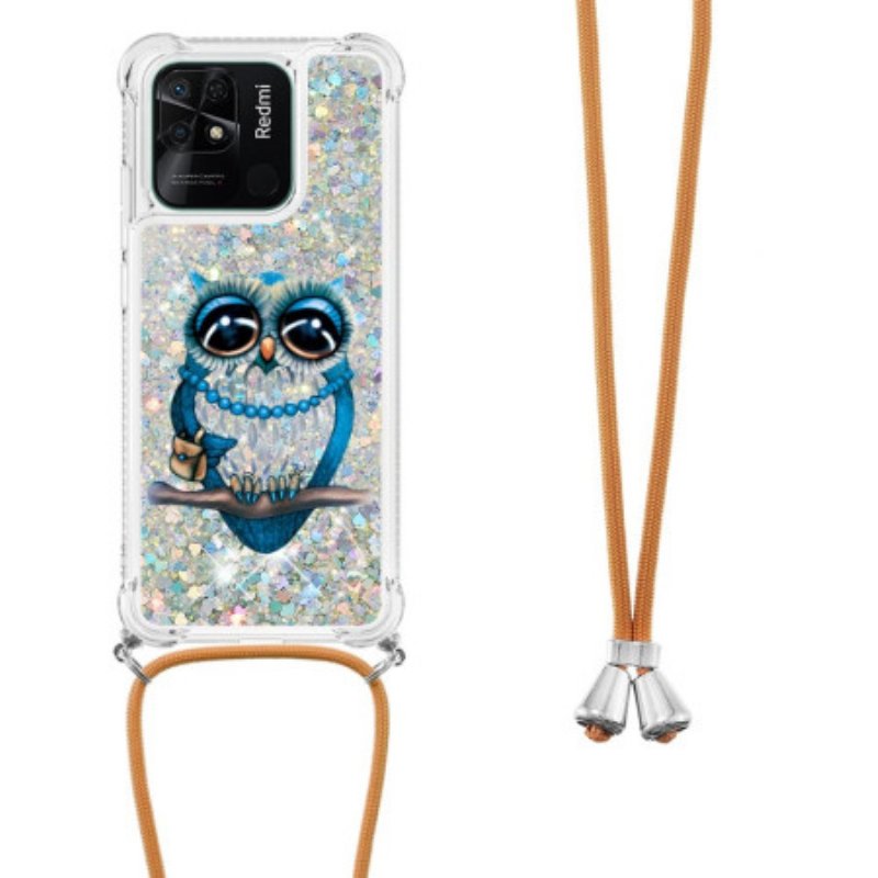 Mobilskal Xiaomi Redmi 10C Med Snodd Paljett Dragsko Miss Owl