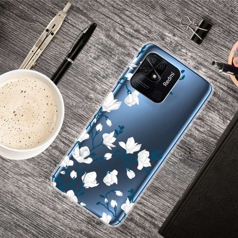 Skal Xiaomi Redmi 10C Sömlösa Vita Blommor