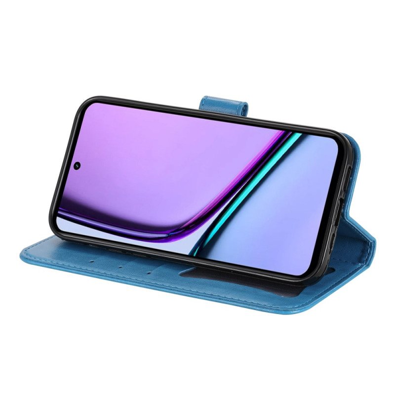 Läderfodral Realme C67 Telefonfodral Blommönster Med Rem