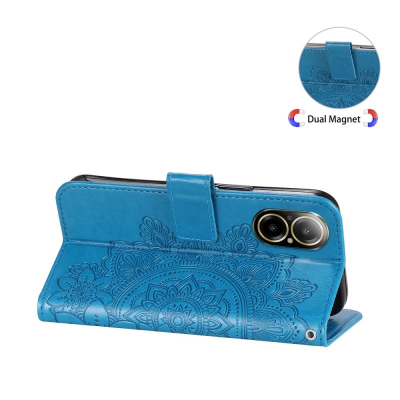 Läderfodral Realme C67 Telefonfodral Blommönster Med Rem