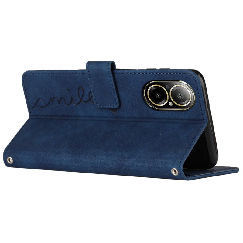 Läderfodral Realme C67 Telefonfodral Leende Mockaeffekt