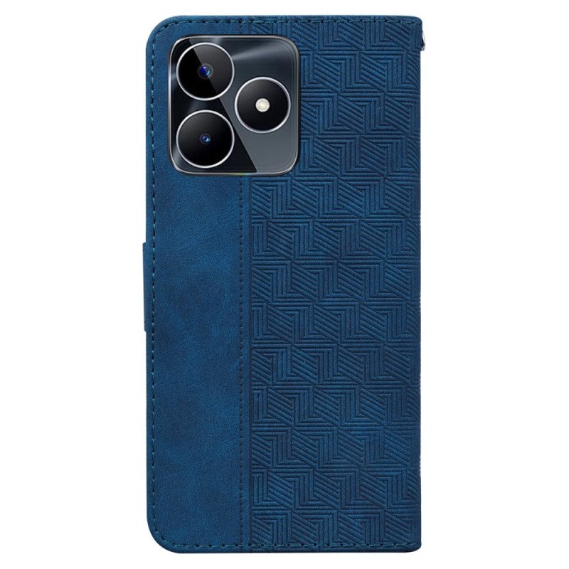 Läderfodral Realme C53 Telefonfodral Vävt Mönsterrem