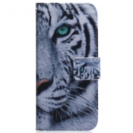 Läderfodral Realme C53 Telefonfodral Vit Tiger