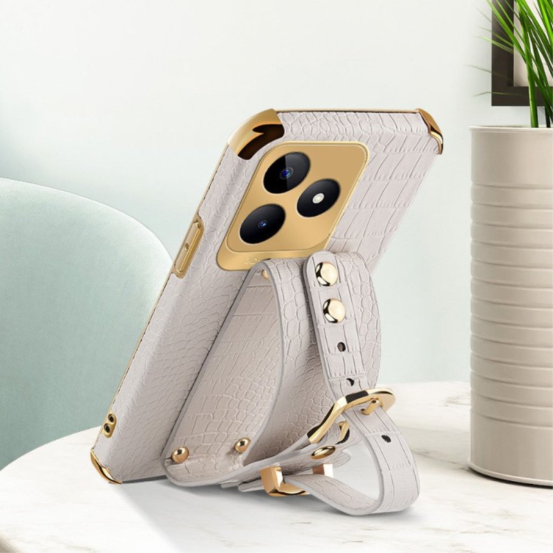 Skal Realme C53 Armbandsstöd Med Krokodilstruktur