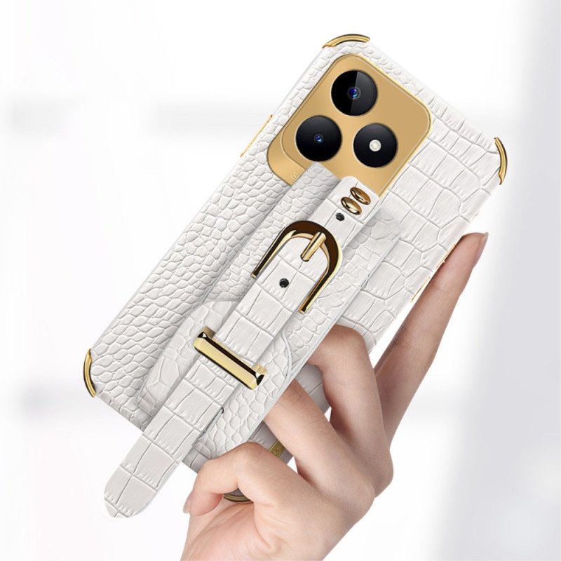 Skal Realme C53 Armbandsstöd Med Krokodilstruktur