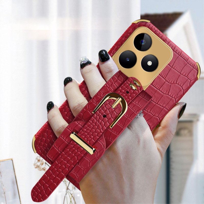 Skal Realme C53 Armbandsstöd Med Krokodilstruktur