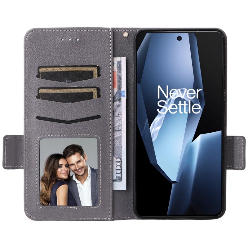 Fodral För Oneplus 13r Litchitextur Med Rem