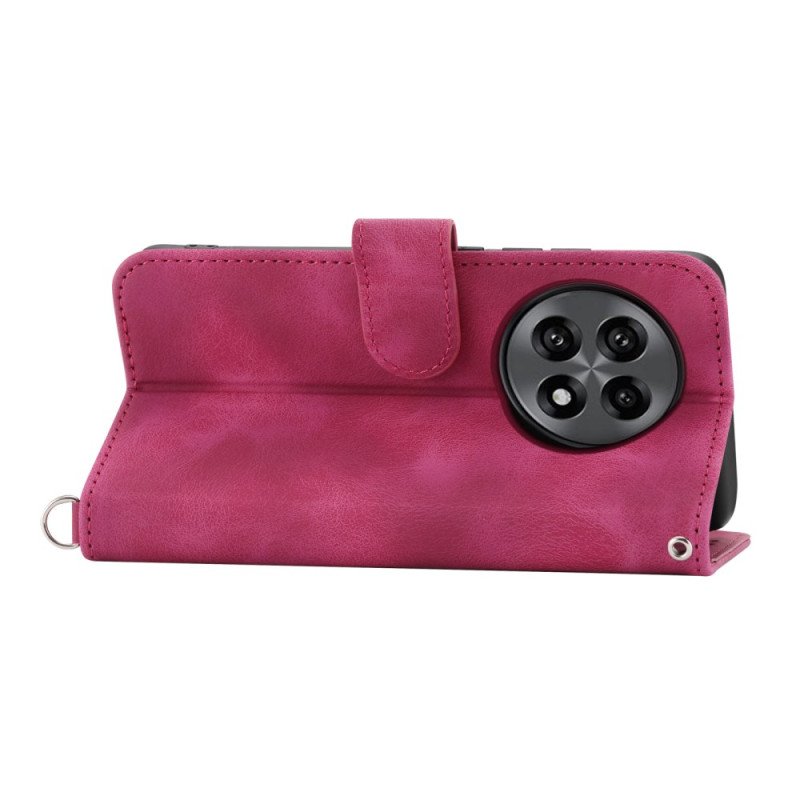 Läderfodral Oneplus 13r Telefonfodral Mocka Med Spetseffekt Och Rem Och Axelrem