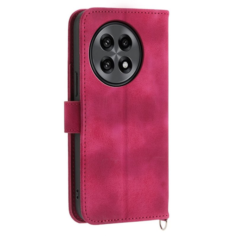 Läderfodral Oneplus 13r Telefonfodral Mocka Med Spetseffekt Och Rem Och Axelrem