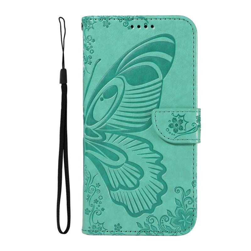 Läderfodral Oneplus 13r Telefonfodral Plånbok Med Fjärilsdesign