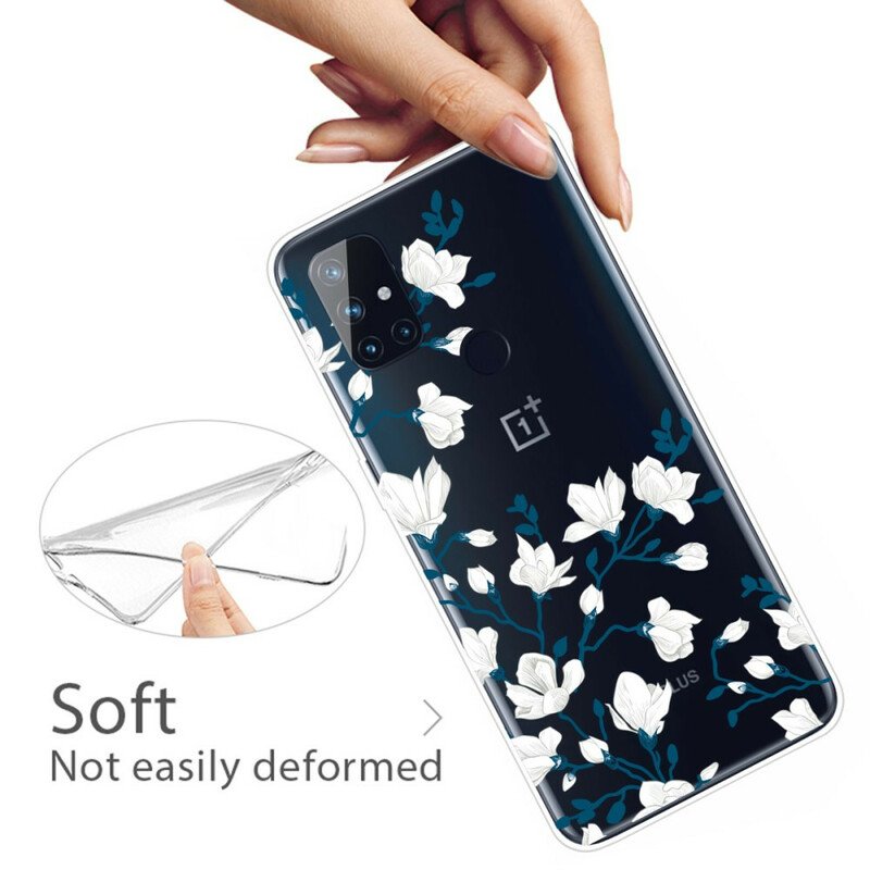 Skal OnePlus Nord N100 Vita Blommor