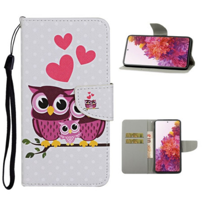 Folio-fodral Samsung Galaxy S20 FE Ugglafamilj Med Snodd