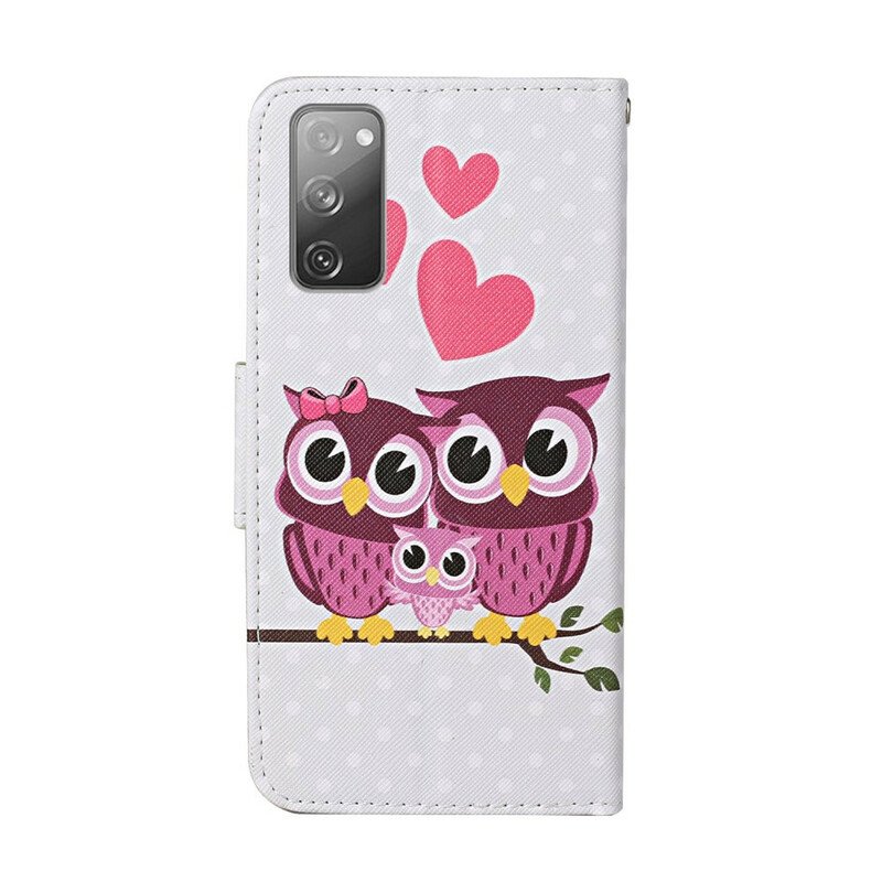 Folio-fodral Samsung Galaxy S20 FE Ugglafamilj Med Snodd