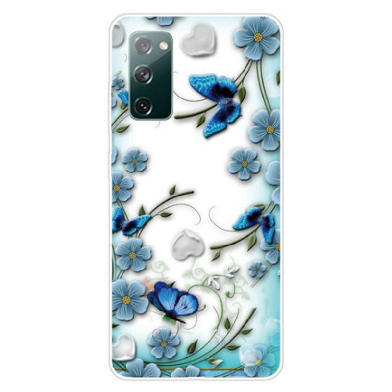 Skal Samsung Galaxy S20 FE Sömlös Retro Fjärilar Och Blommor