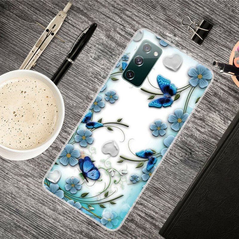 Skal Samsung Galaxy S20 FE Sömlös Retro Fjärilar Och Blommor
